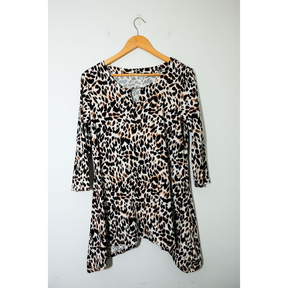 Ellen Tracy Tunic Top M Animal Print
